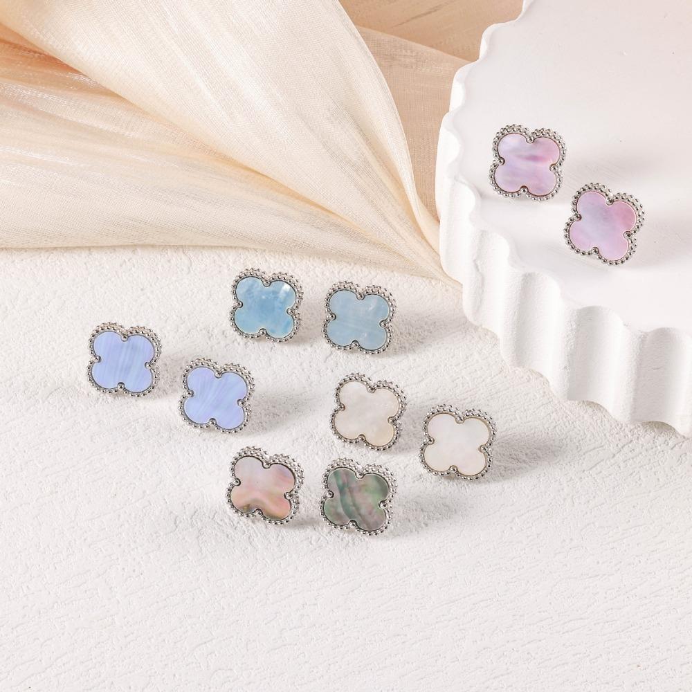 Neue Kleeblatt Ohrstecker Luxuriös Stilvoll Minimalistisch und Elegant 15mm Titanstahl Ohrringe