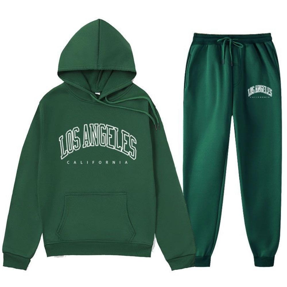 2024 Letter Printed Same Color Long Pants Set, Suitable for Autumn and Winter Men, Comfortable Hooded Sweatshirt