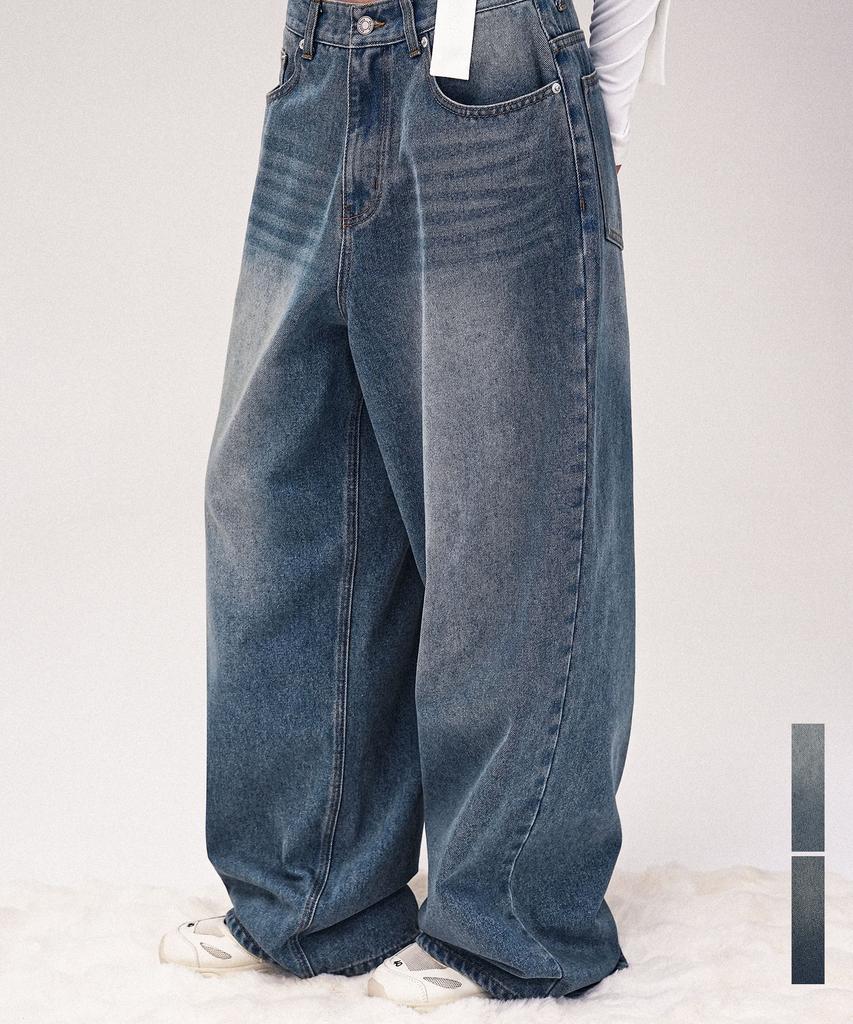 AVANDRESS Vintage Front Washed Wide Denim Pants_2Colors