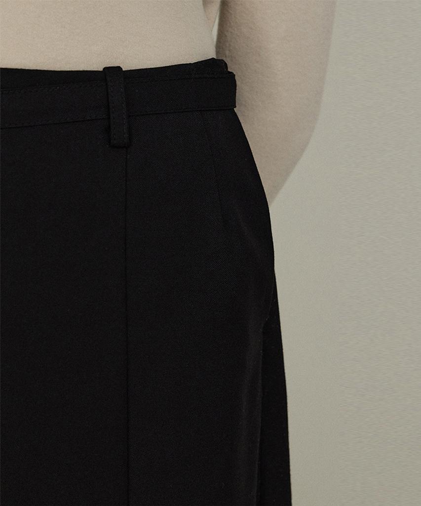 Itove Seoul Mid-Rise Wool Flare Belted Skirt Bk