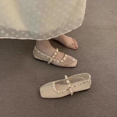 2025 Cintura Versatile da Donna in Rete Traspirante con Strass, Nuovi Stili, Scarpe Mary Jane Piatte con Suola Morbida, Scarpe da Donna