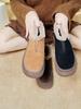 Women's Large Size Soft Sole Wool One Foot Stirrup Winter Warm Fur One Snow Boots Padded Lined Ankle Boots Non Slip Hiking Sports Cotton Boots