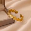 Vintage Stainless Seel Flower Bangles for Women Gold Color Stainless Steel Bracelet Femme Wrist Jewelry Accessories Pulseras