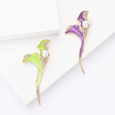 New Artistic Enamel Pearl Tulip Brooch Exquisite Small Fresh Women's Suit Coat Chest Flower Jewelry