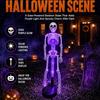 Zasilana energią słoneczną Halloweenowa Szkieletowa Wbijana W Ziemię Lampa LED Szkielet na Trawnik i Rabaty Kwiatowe