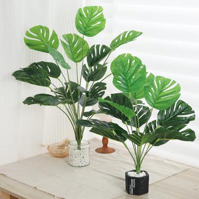 1- 18 Gabeln Künstliche Monstera Pflanzen Gefälschte Palme Plastik Schildkrötenblätter Grün Hohe Pflanzen Für Zuhause Garten Raumdeko