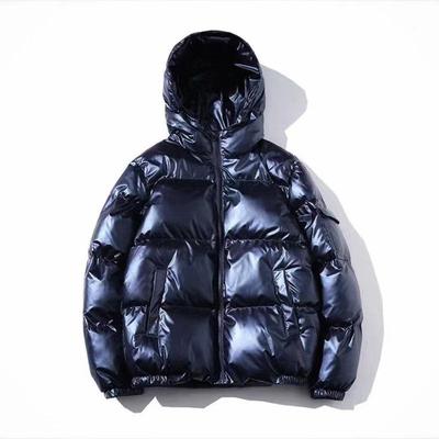 Herren-Winterbaumwollmantel im koreanischen Stil, glänzend, kurzer Stehkragen, trendig, große Größe, 2022