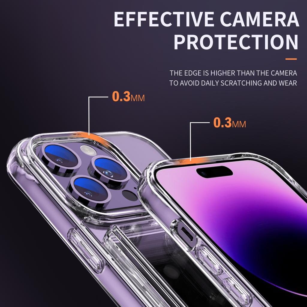 For iPhone 14 Pro Card Holder Phone Case Anti-drop Corner TPU+Acrylic Clear Phone Cover