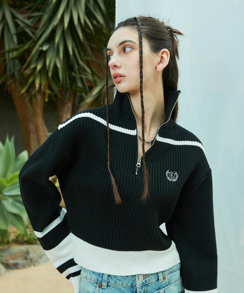 LARTIGENT L9 Half Zip-Up Knit(Black)