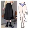 Women's Plus Size Black A-Line Midi Skirt - High Waist, Irregular Hem, Korean Style, Spring/Summer 2024 Collection
