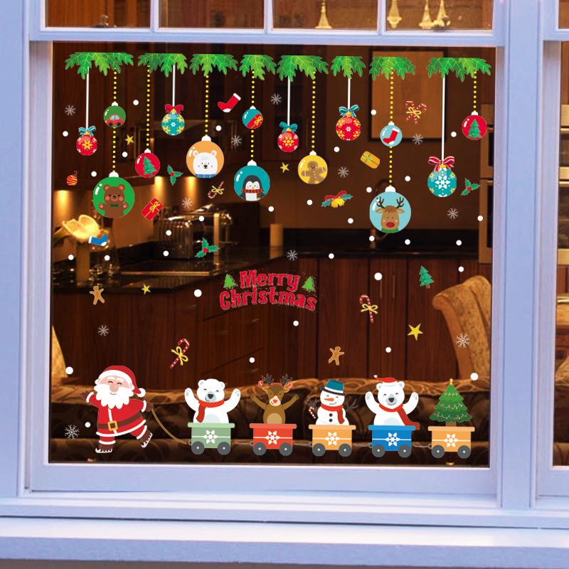 New Christmas Cartoon Wall Sticker, Shopping Mall Shop Window Glass Wall Decoration Painting Sticker