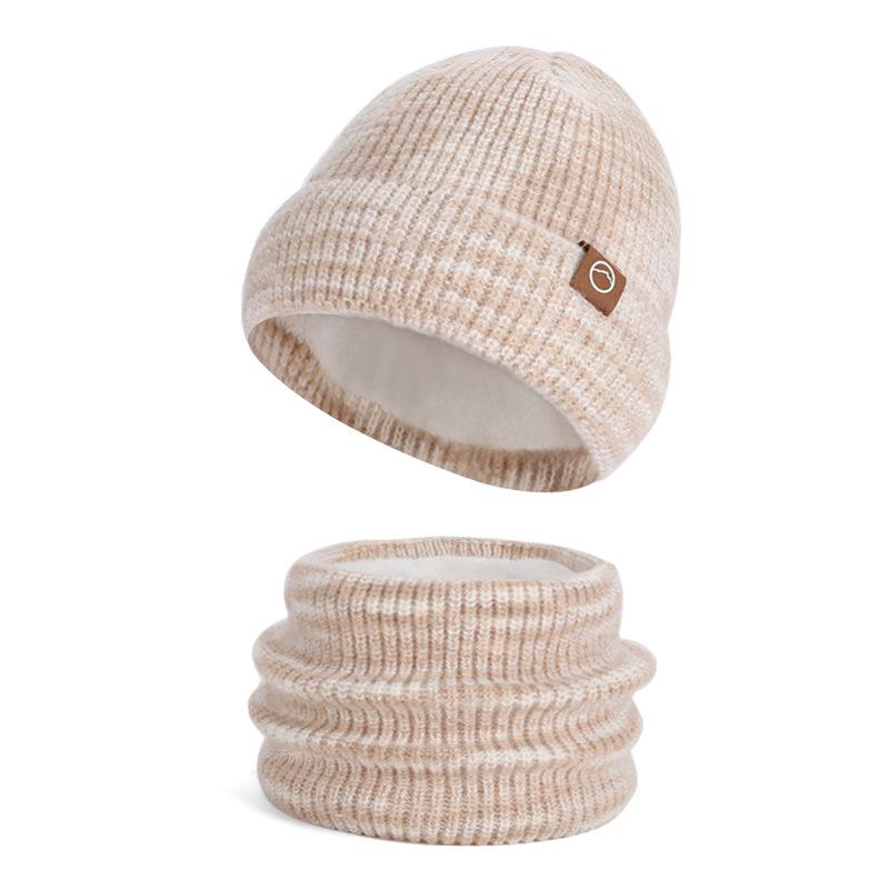 Winter hat, scarf, gloves, three-piece set, fleece warm knitted wool hat, women's outdoor cold-proof ear protection, pullover hat