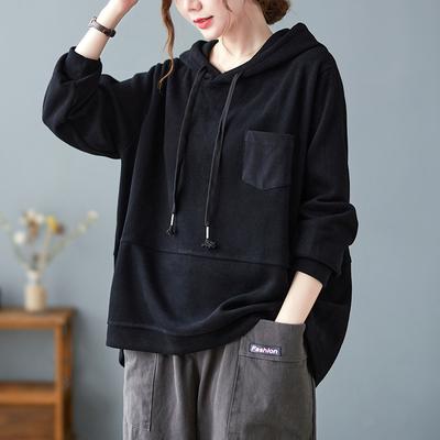 Women's Hoodie Single Layer Loose Plus Size Hooded Pullover Loose Short Pullover Hoodie