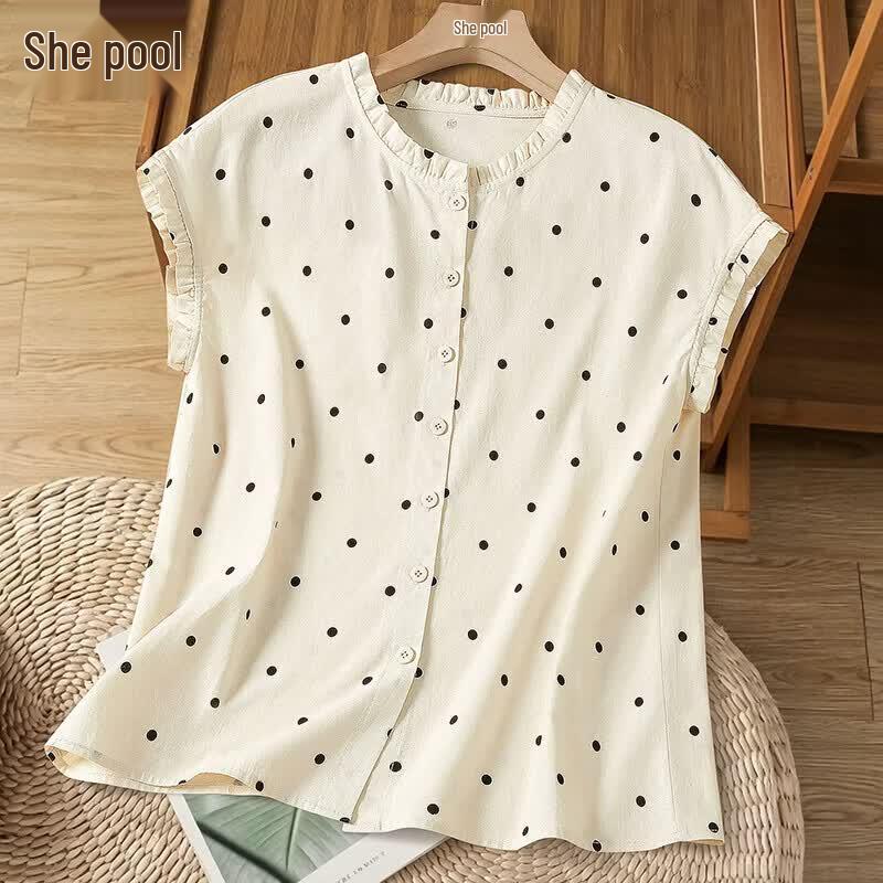Women s Polka Dot Sleeveless Round Neck Shirt XL