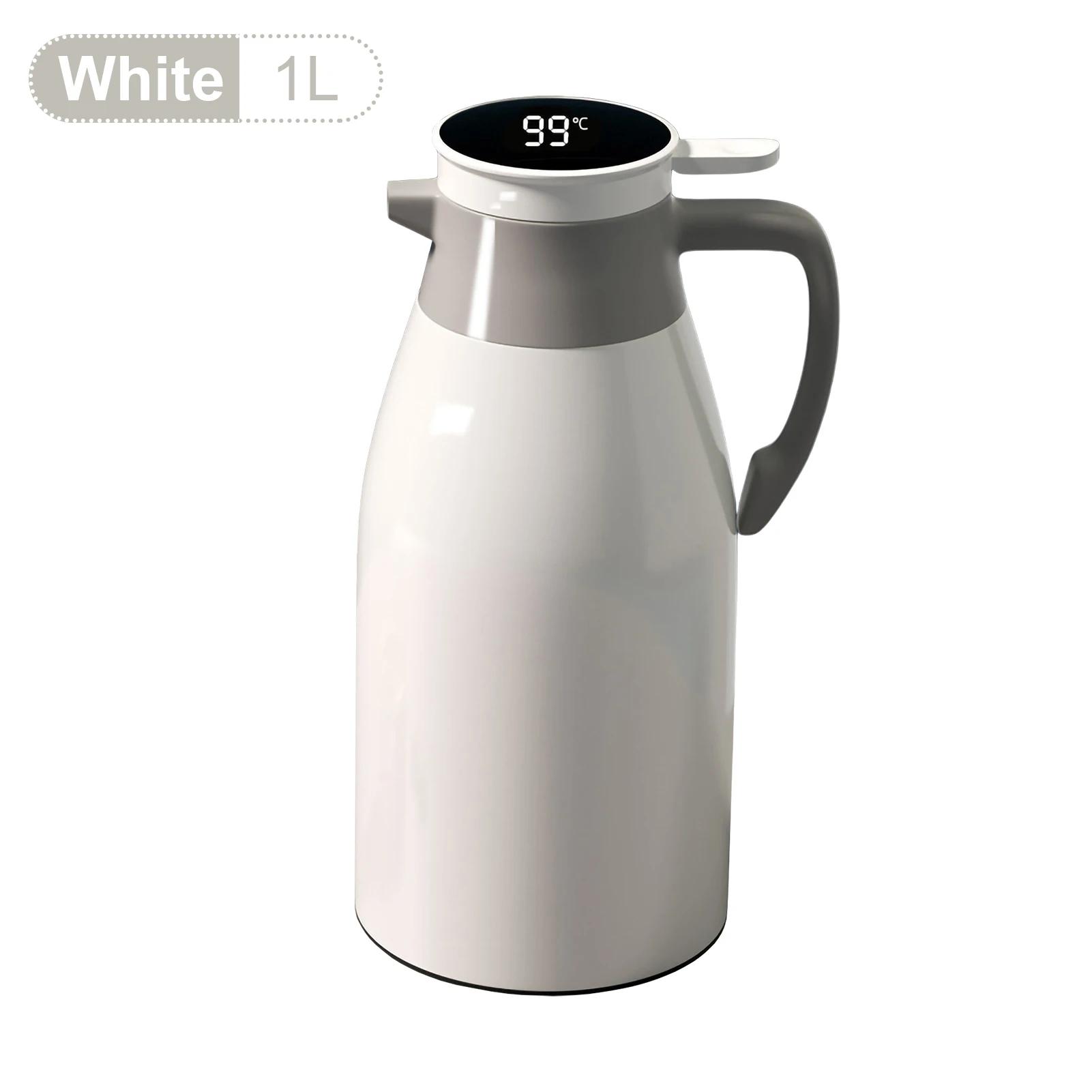 1 л Термос Стеклянная колба Вакуумный термос Большая емкость Бутылка для воды Кухонный термопот Бытовой Цифровой дисплей Кофе 1-1.3L
