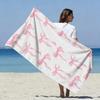 Roze Strik Aquarel Print Oversized Strandlaken, Zacht Microvezel Sneldrogend voor Strandvakantie Zwembadfeest