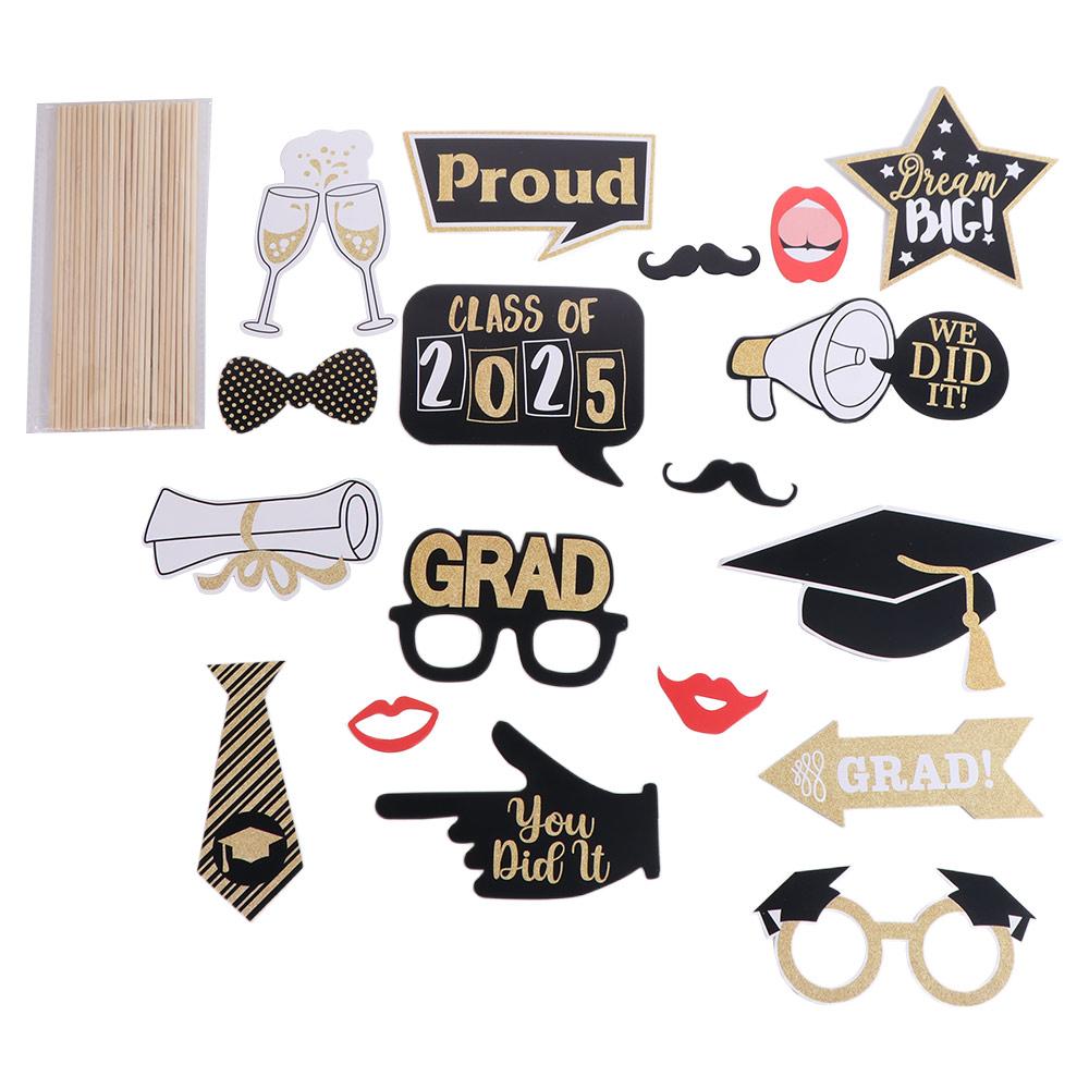25pcs Class of 2025 Graduation Photography Props Dress Up Costume Mask  For Graduation Season Party