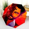 Fiery Dual Nature: Human Devil Folding Umbrella Travel Portable Sun Umbrella Umbrella Three Folds