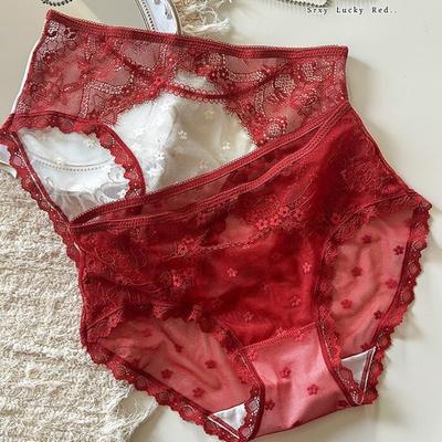 Slip a Triangolo Traspiranti in Pizzo Puro Sexy a Rete per Ragazze, Primavera ed Estate, Camelia Idratata