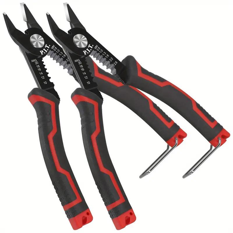 6" Offset Wire Strippers & Diagonal Cutting Pliers, Multi-Function Fiber Optic Cable Tools for Electricians