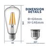 10 PZ Lampadina LED Edison ST64 4W E27 220V Decorazione Vintage Lampada con Filamento in PC Illuminazione Retrò Bianco Caldo Stile Antico per Luci a Stringa