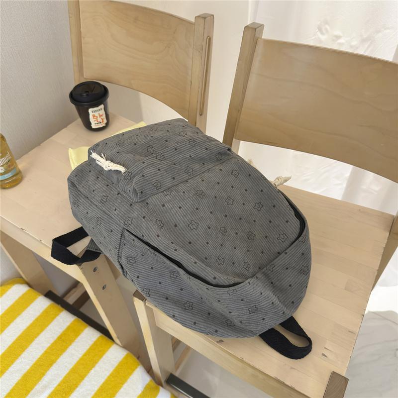 Women's Corduroy Student Schoolbag Printed Backpack