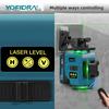 Yofidra 16 Lines 4D Laser Level Automatic 360 Horizontal Vertical Self-leveling Ultra Powerful Green Beam For 18V Battery