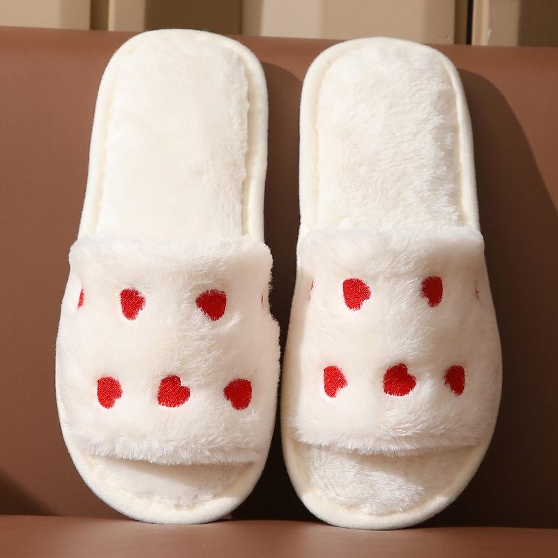 New Autumn and Winter Male and Female Couples Open Small Love Cotton Slippers Cute Cartoon Non-slip Cotton Mop At Home