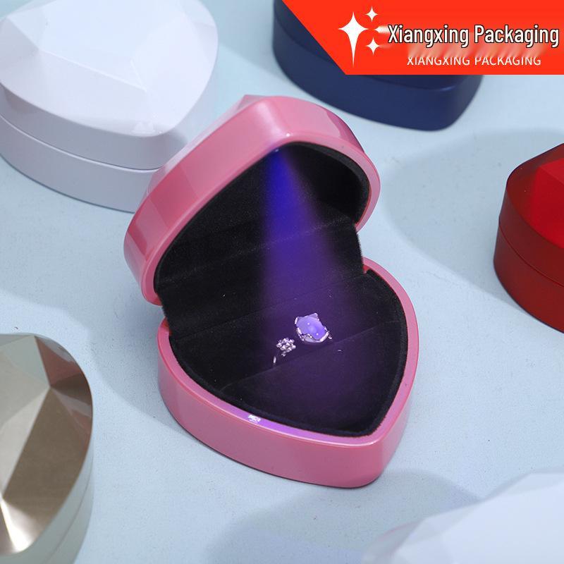 Heart-Shaped LED Ring & Necklace Box with Light - Jewelry Gift Packaging