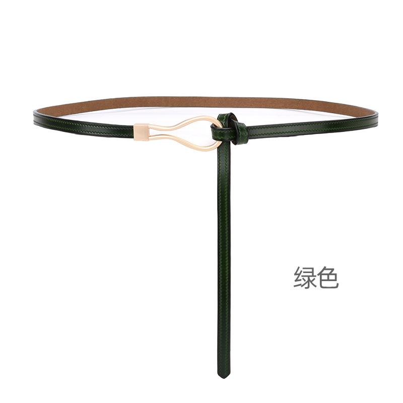 Four Seasons Available New Women'S Leather Thin Belt With No Hole Design Decorative Belt Waist Seal Dress Versatile Two Layer Leather Belt