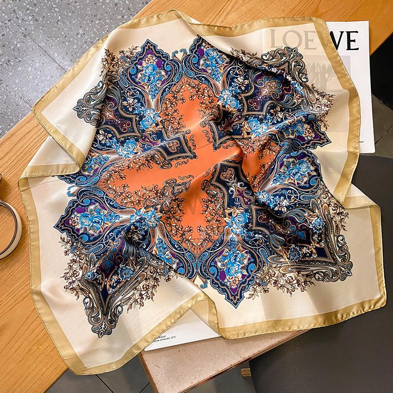 Elegant Floral Scarf for Lady Fashion Square Silk Neck Kerchief Bandana Foulard Soft Hairbands Women  New Bufanda