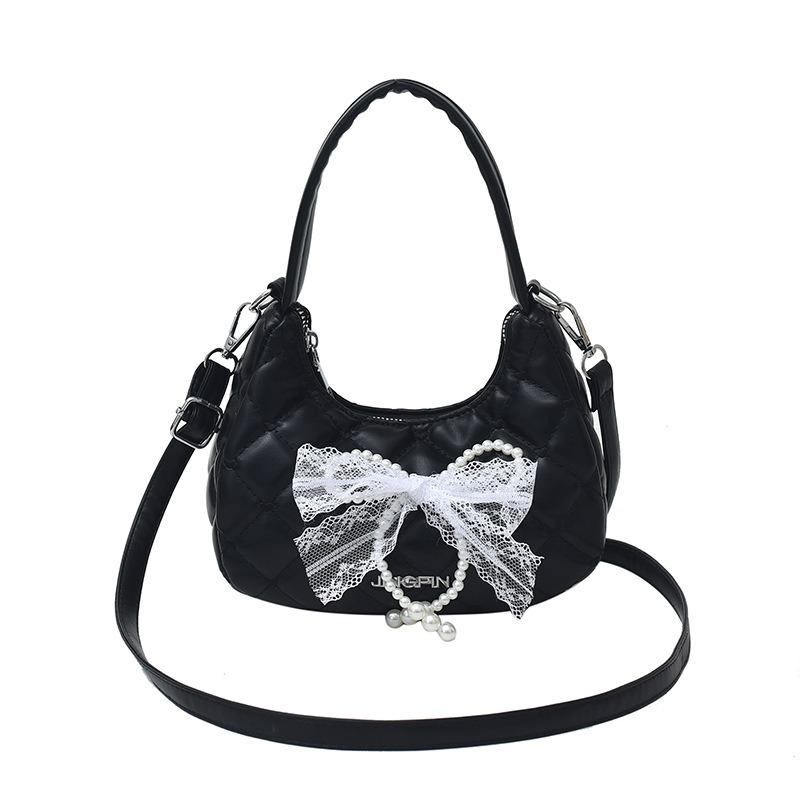 New Bow Shoulder Bag Large Capacity Oblique Span Bag Fashionable Versatile Women's Bag Trendy Casual Tote Bag