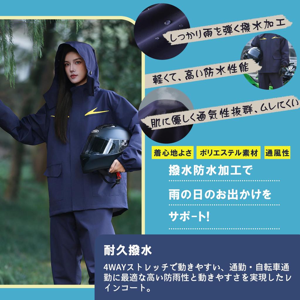 Rainwear Set for Men and for Mountain Commuting To Water for Water Pressure Rain Pants and Rain Gear Blue X Light [MASTORE] Women, Cycling, Raincoat,