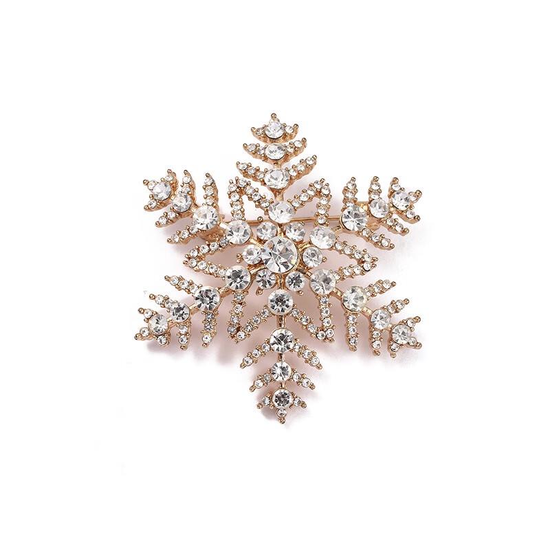 

Golden Christmas Snowflake Rhinestone Brooch