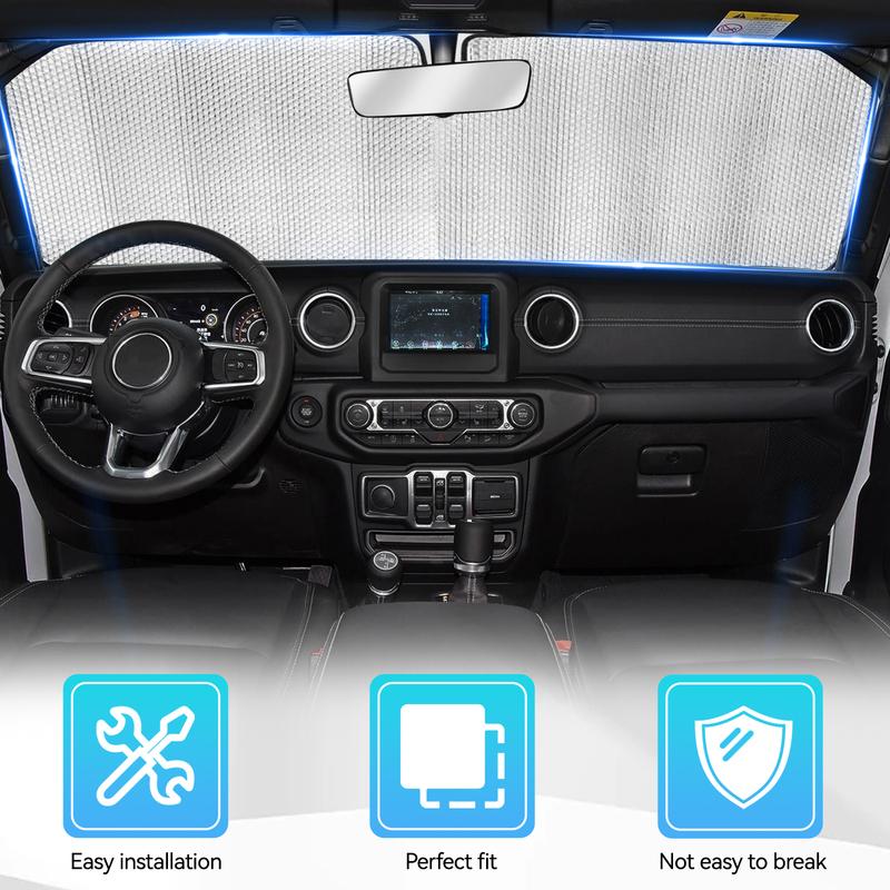 For Jeep Wrangler JK-JKU-TJ Sun Visor Windshield Sun Shade Cover UV Heat Protector Fit 1996-2000 2001 To 2018 2/4 Door Models