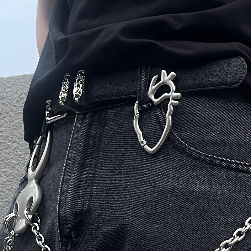 Chaveiro Fivela Coração Amoroso Geométrico Indústria Pesada Pingente de Metal Criativo Acessório de Bolsa Punk Rock Y2K Acessório de Estilo para Cintura Presente