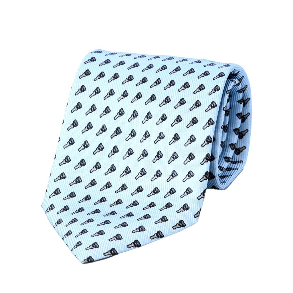 Dunhill Light Blue 8cm Made In Italy Men's Tie, Wide, 100% Silk, Lock, 22FPTP1X9450, [Product Code 22FPTP1X9450]