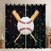 Honeycomb Hexagonal Fluorescent Print Curtains Football Baseball Basketball Curtains for Sports Boys Bedroom Blinds Window 2PCS