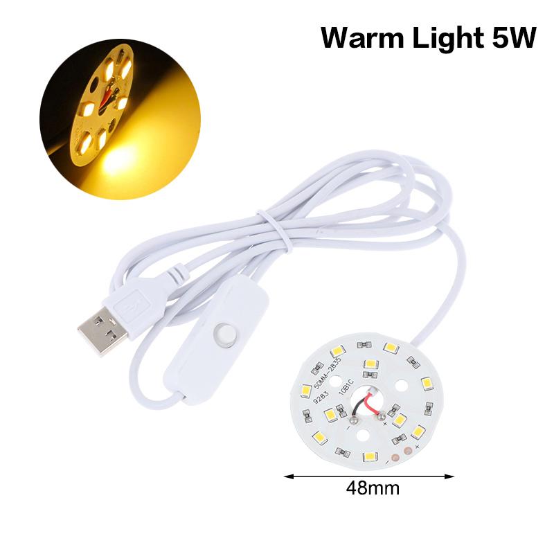 1 Pcs Dc5V Dimmable 48/55Mm Led Chips Smd5730 Led Lamp Usb Dimmer 5W 10W Light Board White Warm Light With On/Off Swicth Cable