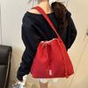 Cloth Drawstring Bucket Bag Retro Tote Bag Portable Denim Canvas Bag  Women