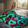 Neon Contour Swirls Flannel Blanket Warm Soft Halloween Christmas Decorative Couch Warm Cozy All-Season Gift