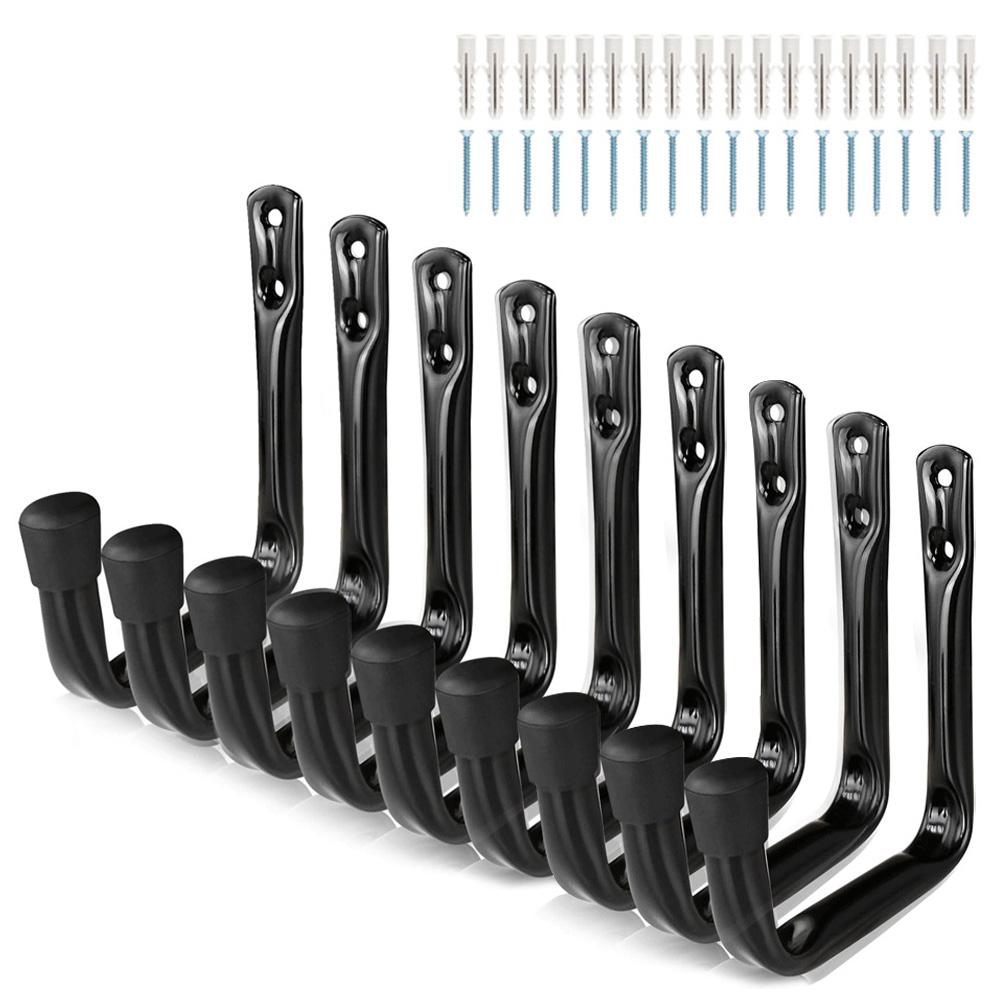 

9PC Garage Hook Heavy Duty Wall Mount Hook Hanging Wall Mount Hanger for Ladder Extension Garden Tool чорний
