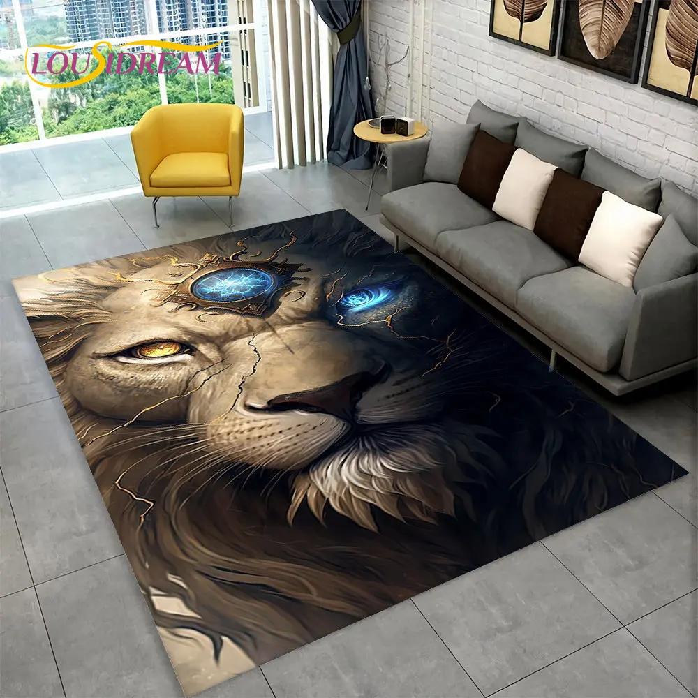 Novo tapete grande de área de animal de leão de sonho 3D, tapete de carpete para sala de estar, quarto, sofá, capacho de decoração, tapete de chão antiderrapante para brincadeira de criança