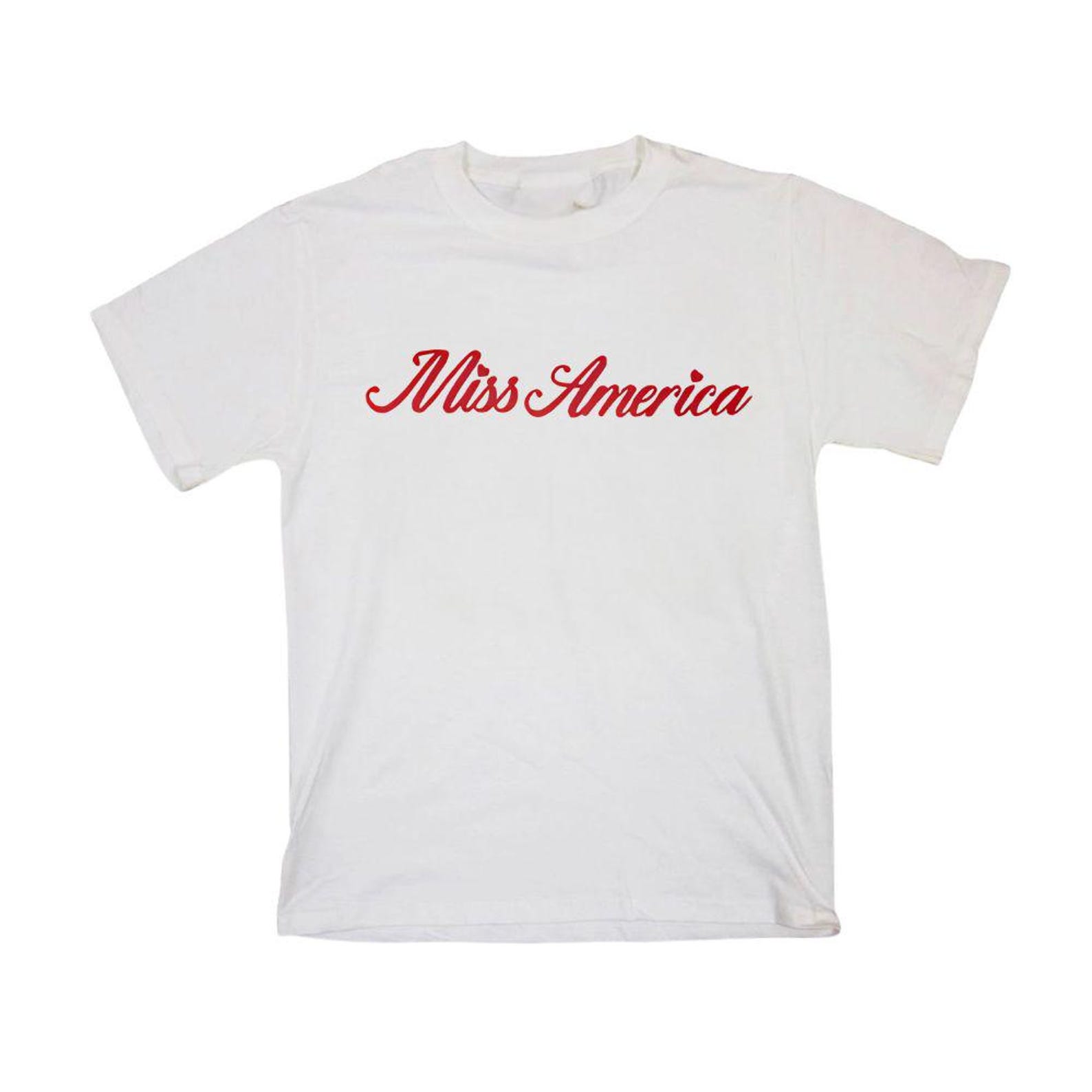 Miss America Script Tee | Retro Patriotic Y2k Graphic Top S