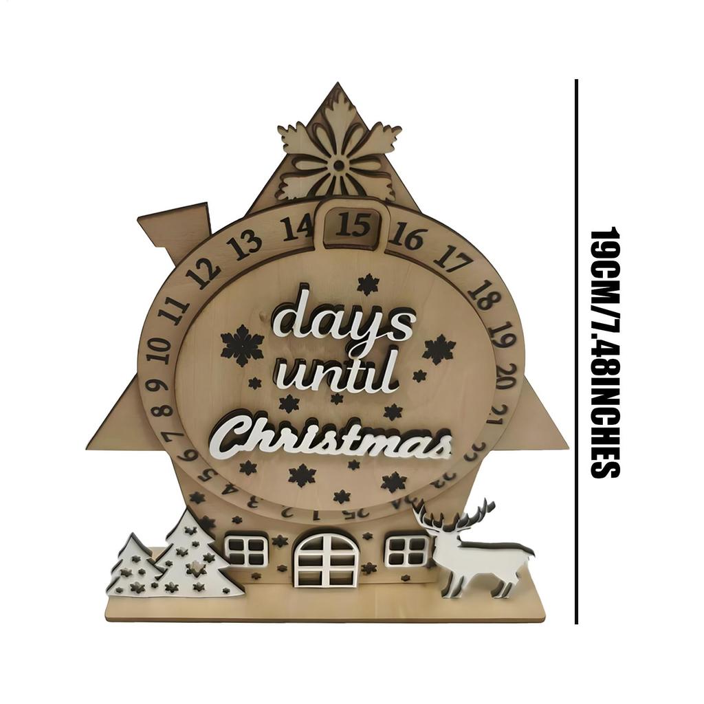 25 Days Countdown Calendar Rotating Tabletop Decorations Wooden Christmas Holiday Countdown for Home Living Room Bedroom