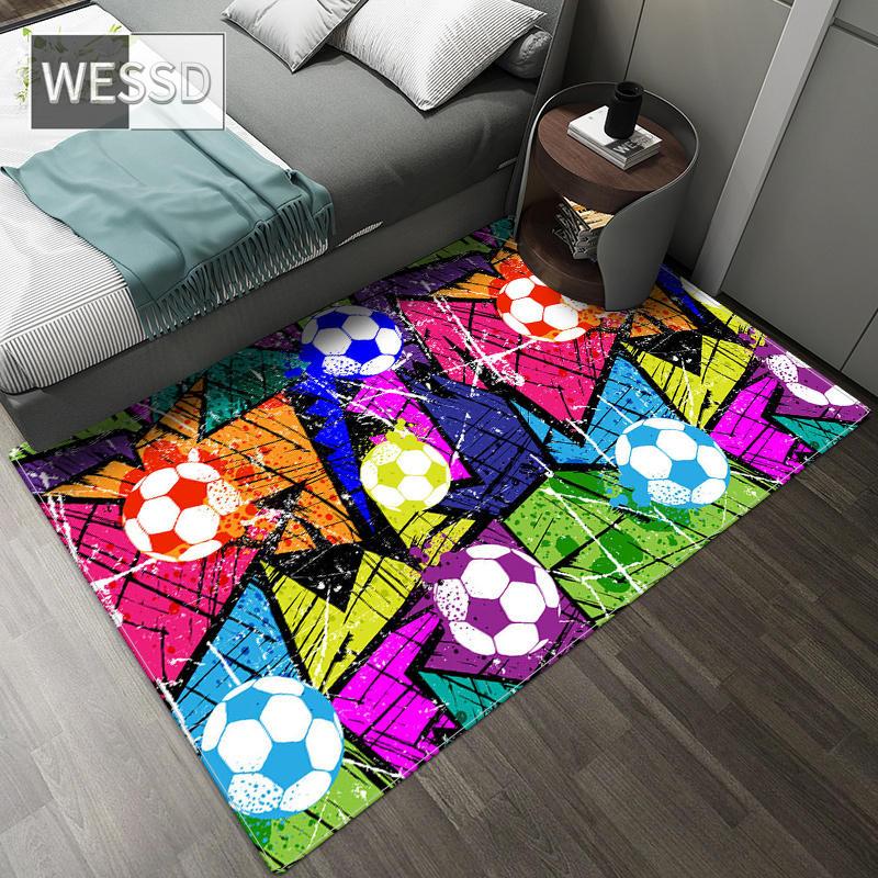 Football Carpet Cartoon Bedroom Carpet For Soft Flannel Teenager Carpet Big Mat