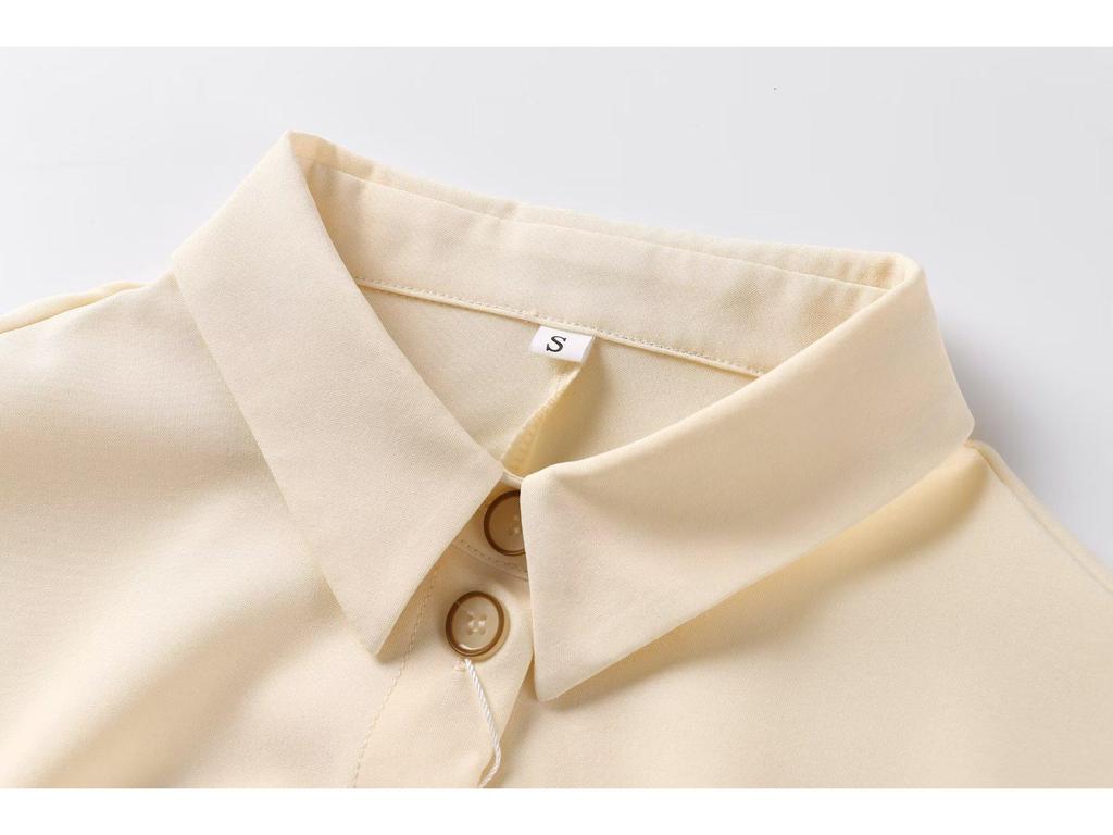 2025 Summer Women's Shirt-Style Commuting Mini Dress - European & American Design, Short-Sleeve.