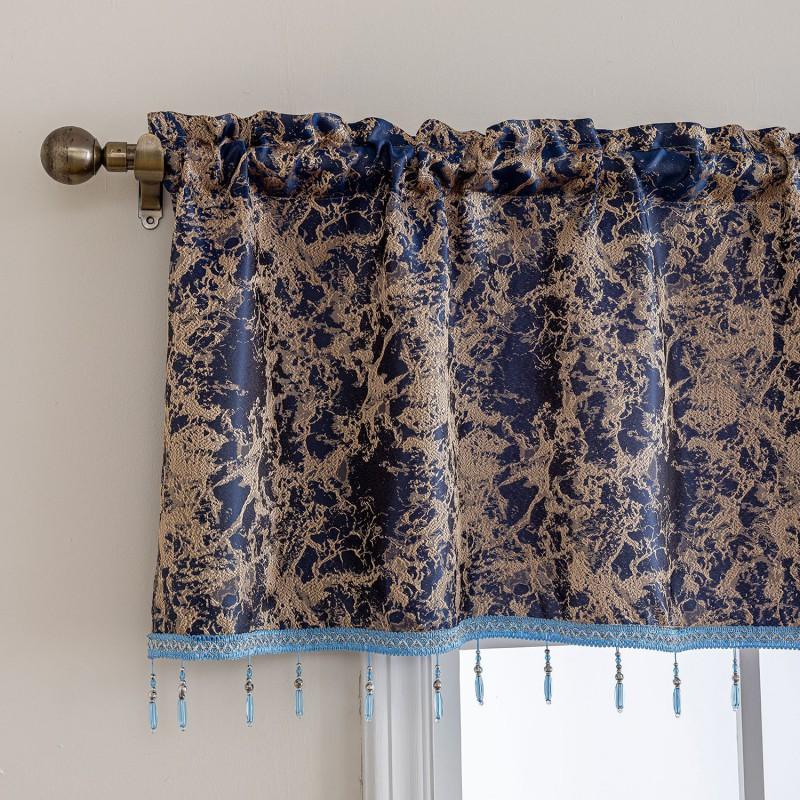 Embroidered Floral Sheer Curtain Panel Kitchen Window Farmhouse Style Short Valance In Black Gray Brown Red Navy