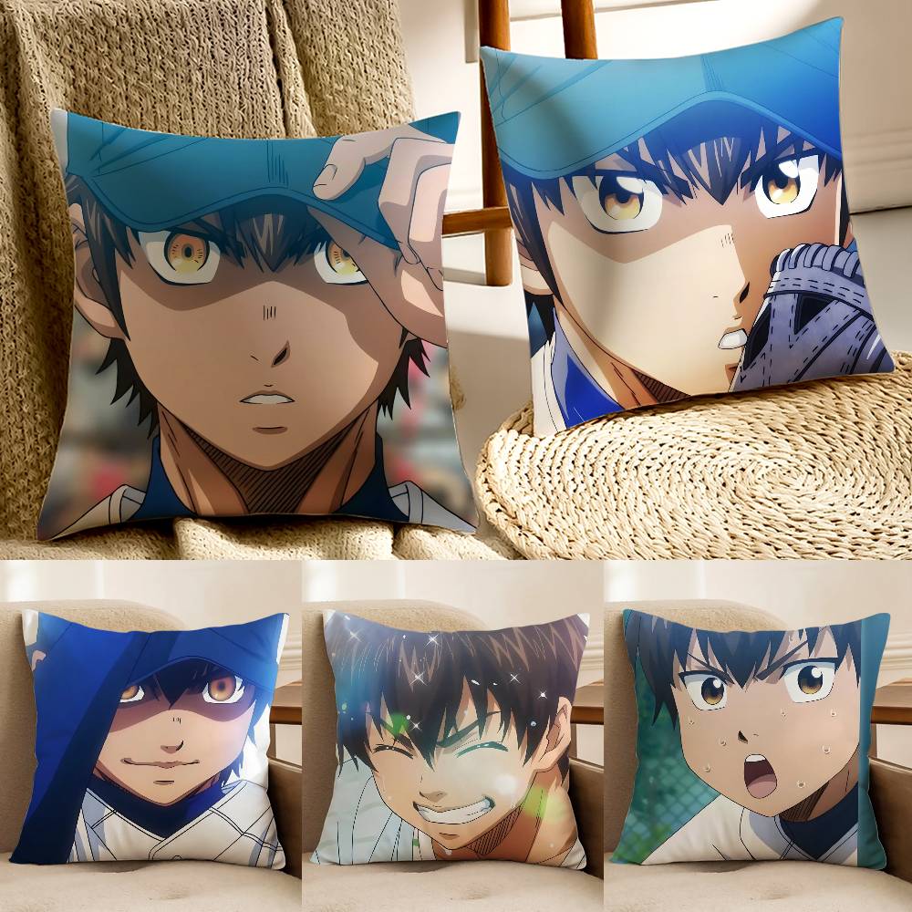S-Sawamura Eijun Pillow Case Anti-dustmite Pillowcase Invisible Zipper Silky Sofa Cushion Cover