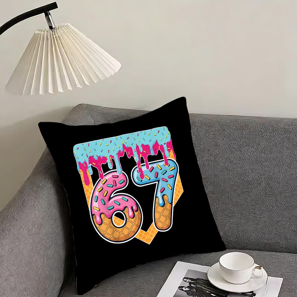 Funny 67 six seven Cushion Cover Elegant Comfort Pillowcase Sofa Bed Doublesided Printed Invisible Zipper Home Decor